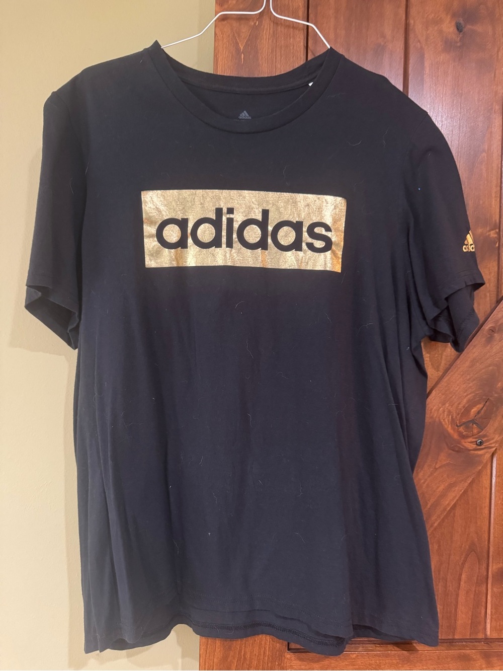 adidas Black Short Sleeve Tee with Gold Logo